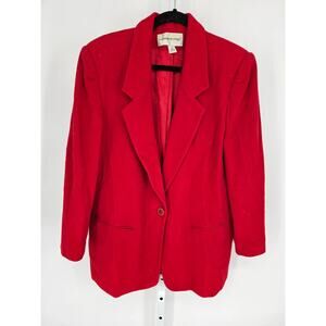 Fundamental Things Red Wool Blend Notch-Collar Single Button Blazer Size 12